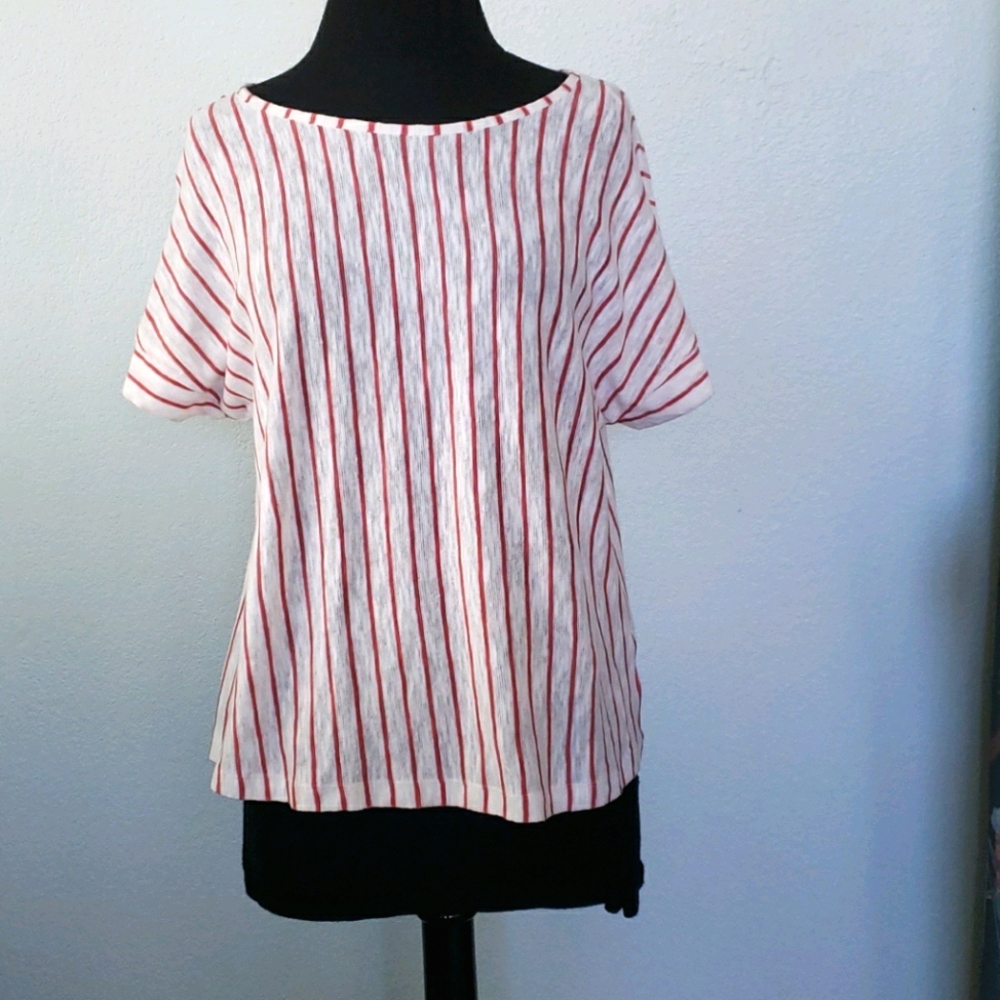 Jones N.Y. Red White Striped Top Small